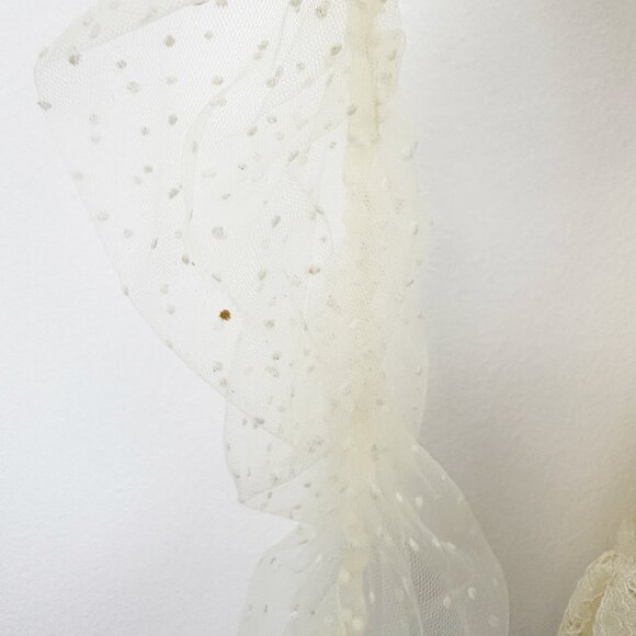 House of CB Sorrel Ivory Lace Frill Mini Dress Size M Off Shoulder Sexy Ruffles - Picture 7 of 13